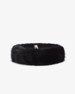 Bandeau en fausse fourrure douce noir Bambi