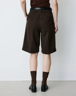 Bermuda long ample motif chevrons chocolat Bradi