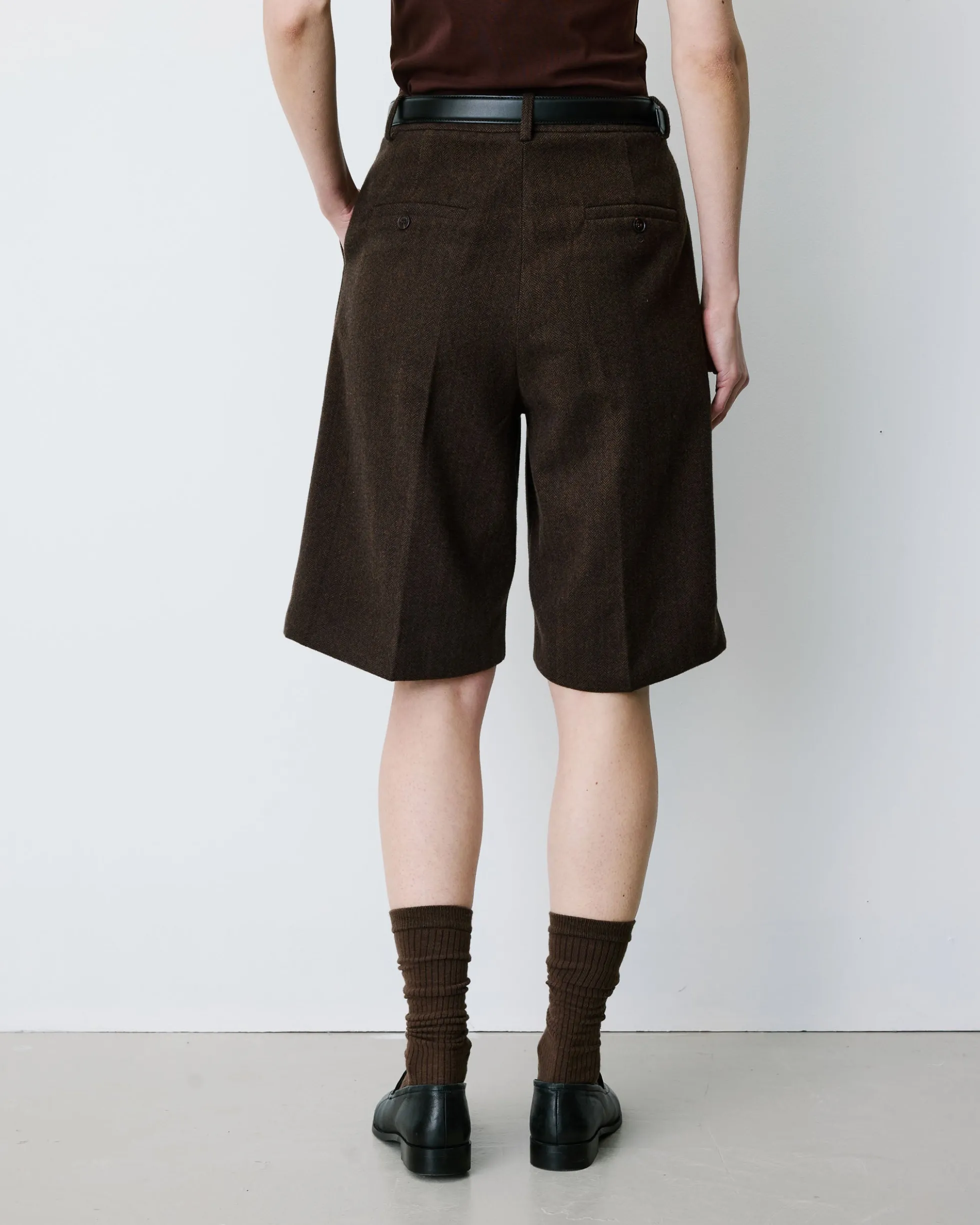 Bermuda long ample motif chevrons chocolat Bradi