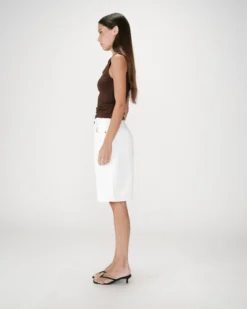 Bermuda long en jean taille haute ecru Will