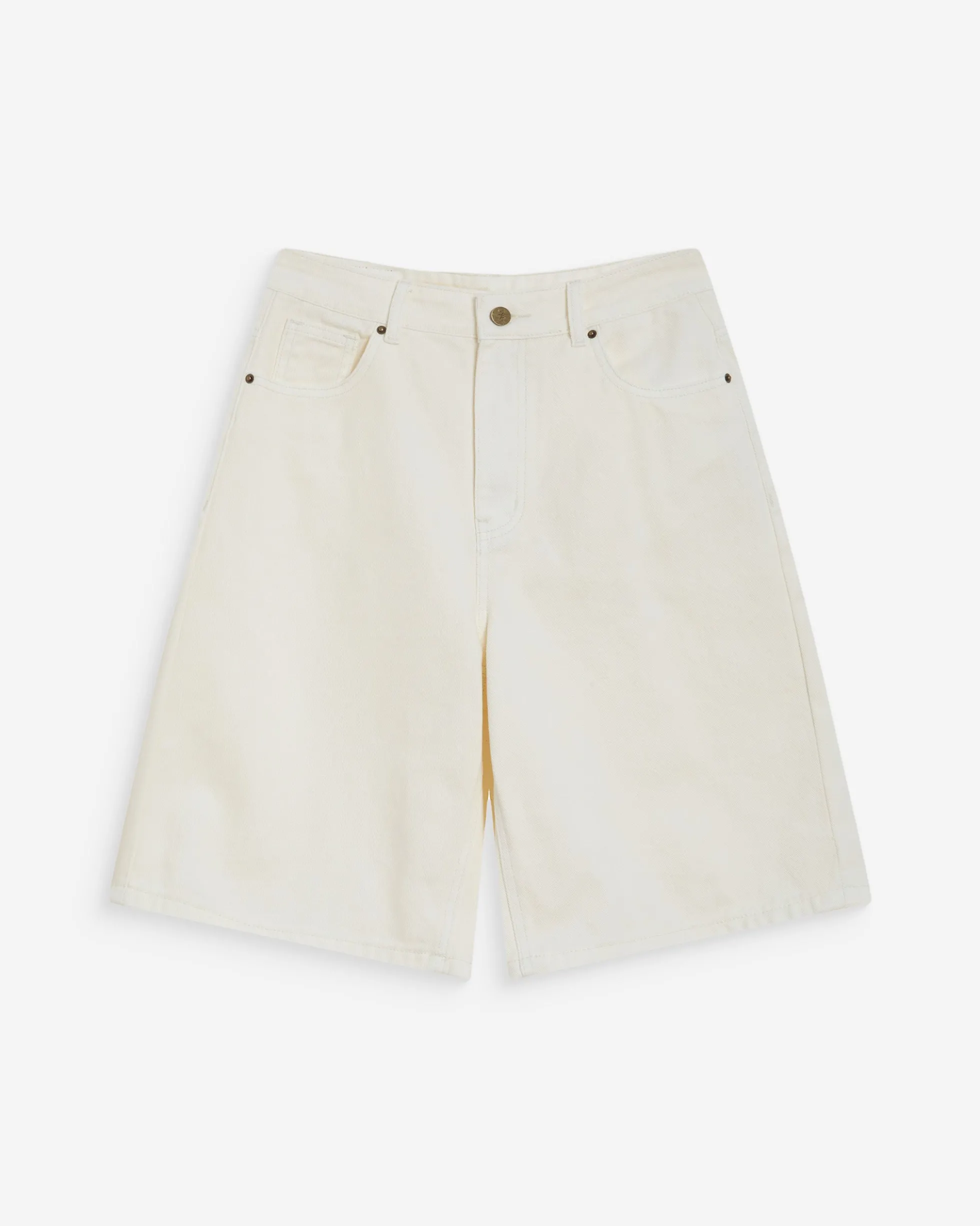 Bermuda long en jean taille haute ecru Will