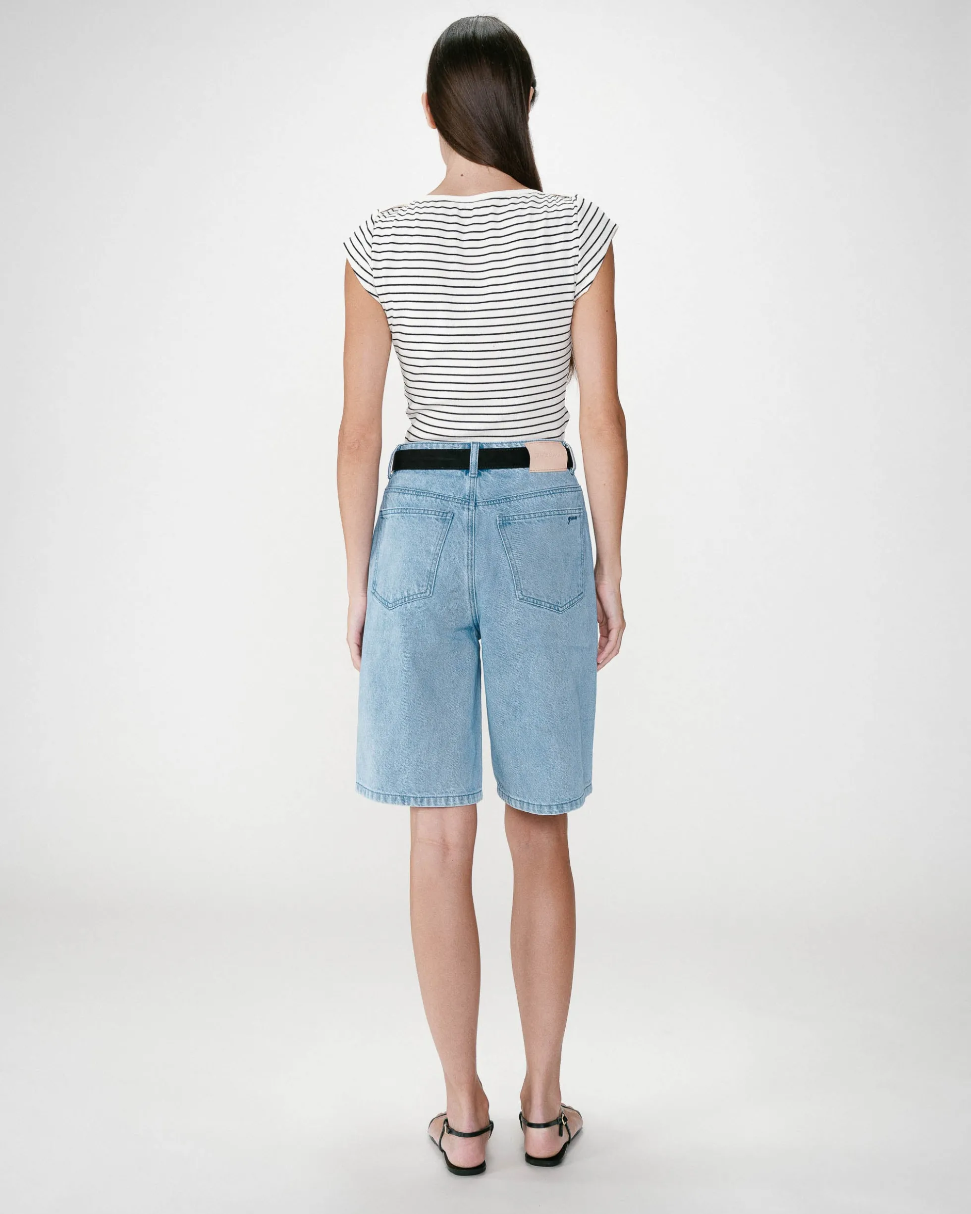 Bermuda long en jean taille haute skyblue Will