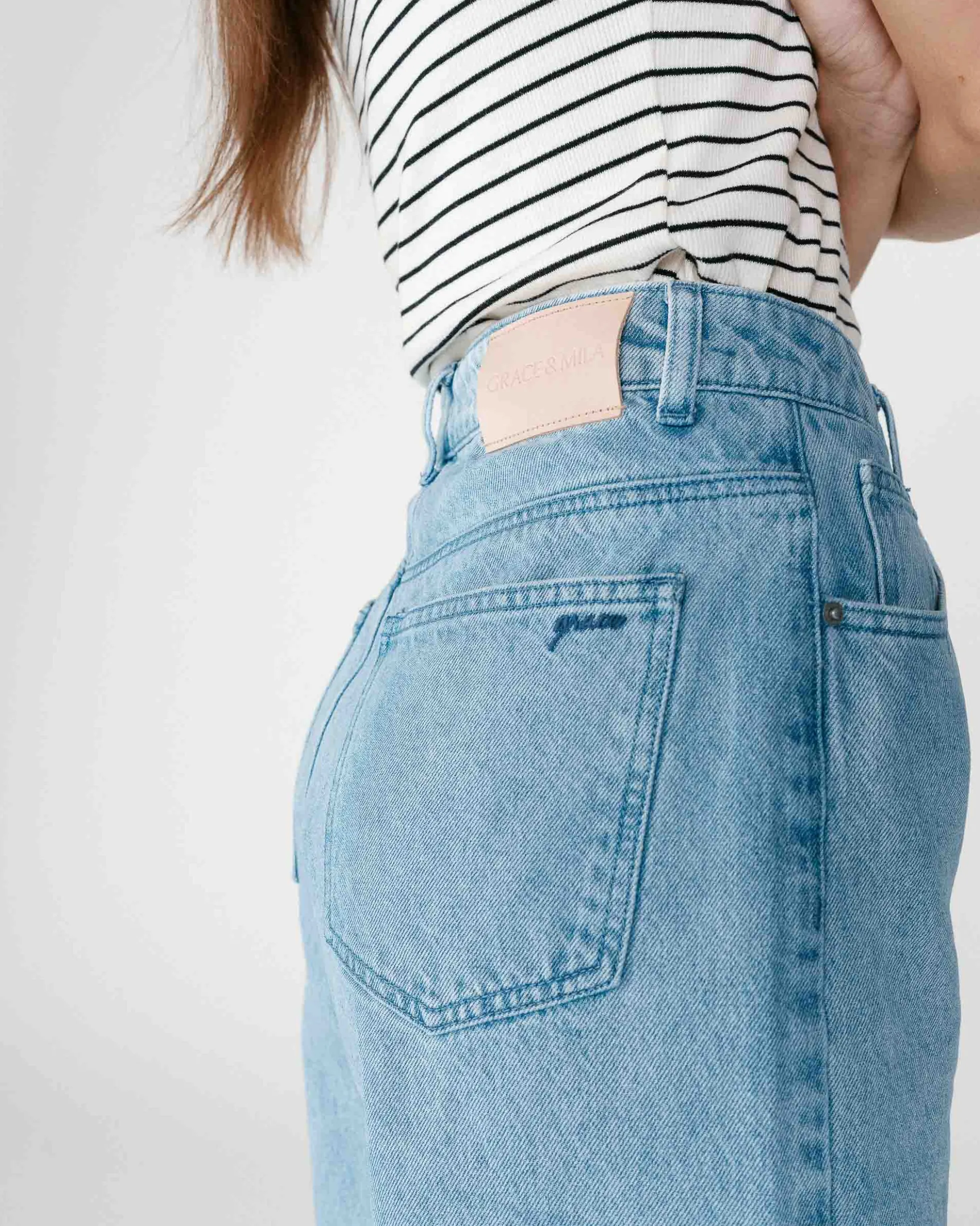 Bermuda long en jean taille haute skyblue Will