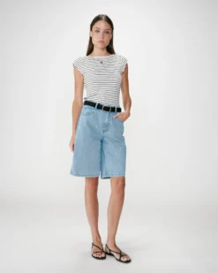 Bermuda long en jean taille haute skyblue Will