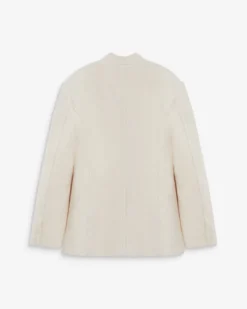 Blazer croisé en laine mélangée sans revers ecru Berlin