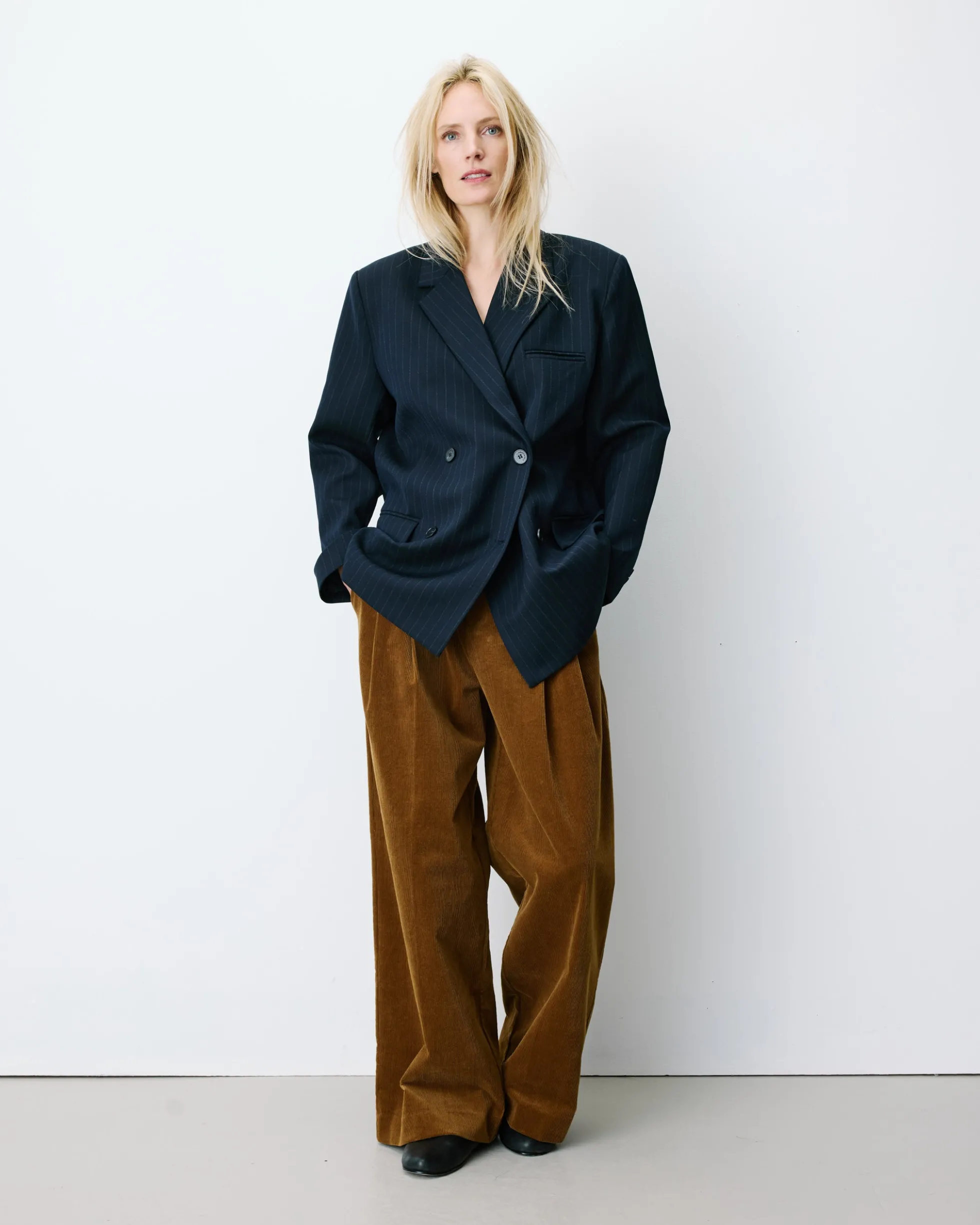 Blazer croisé à rayures marine Auguste