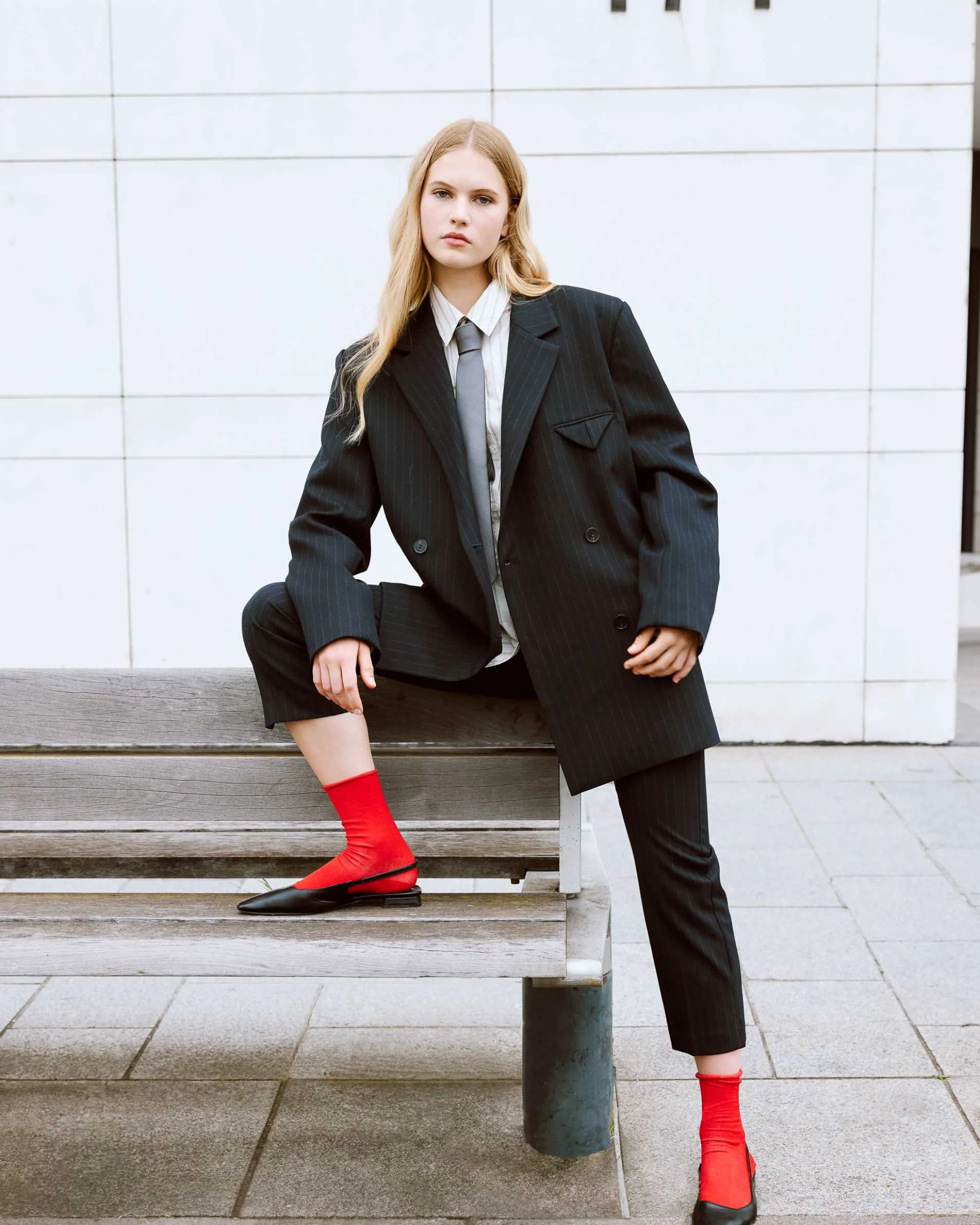 Blazer croisé à rayures marine Auguste