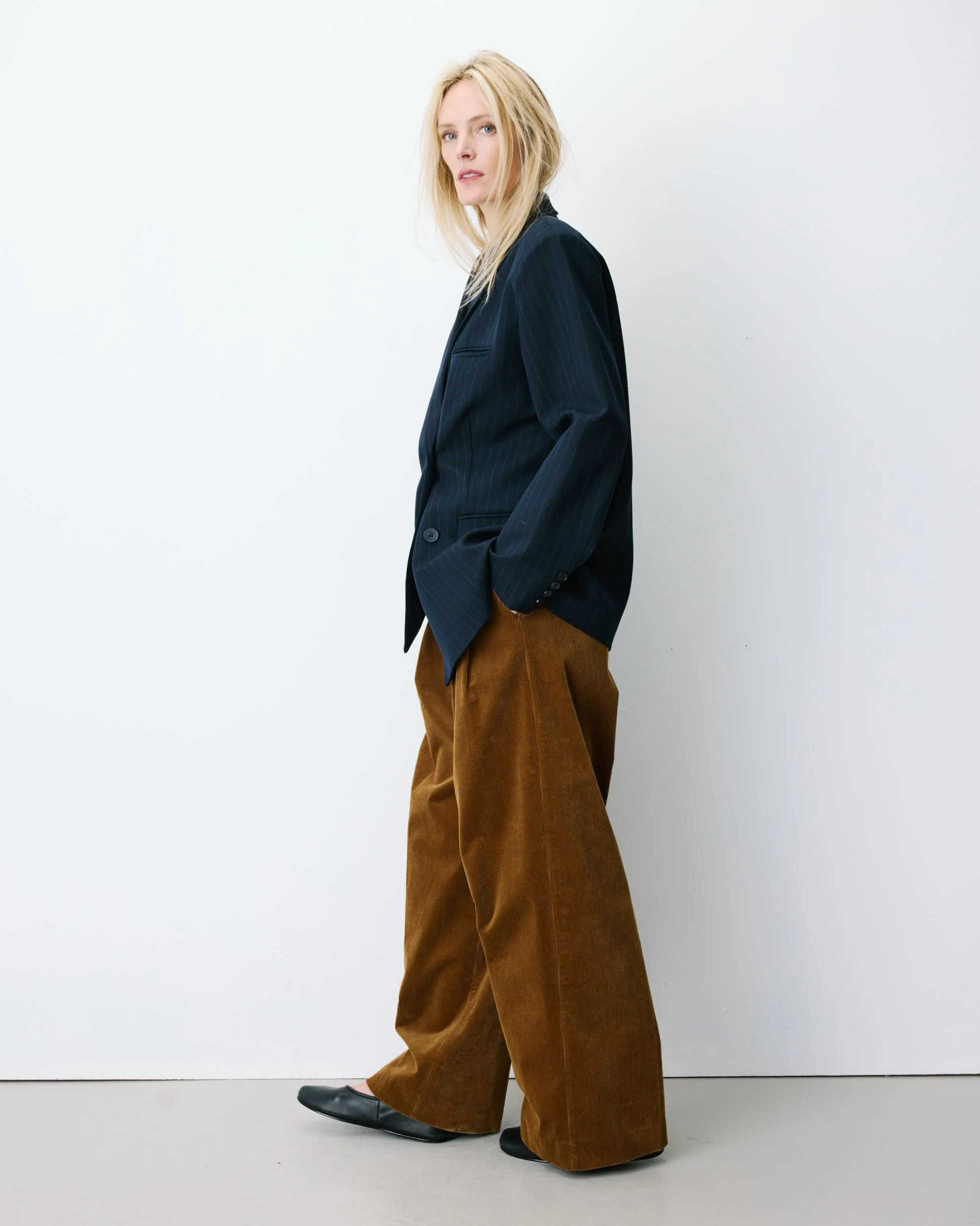 Blazer croisé à rayures marine Auguste