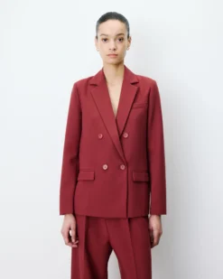 Blazer droit à boutonnage croisé terracotta Noix