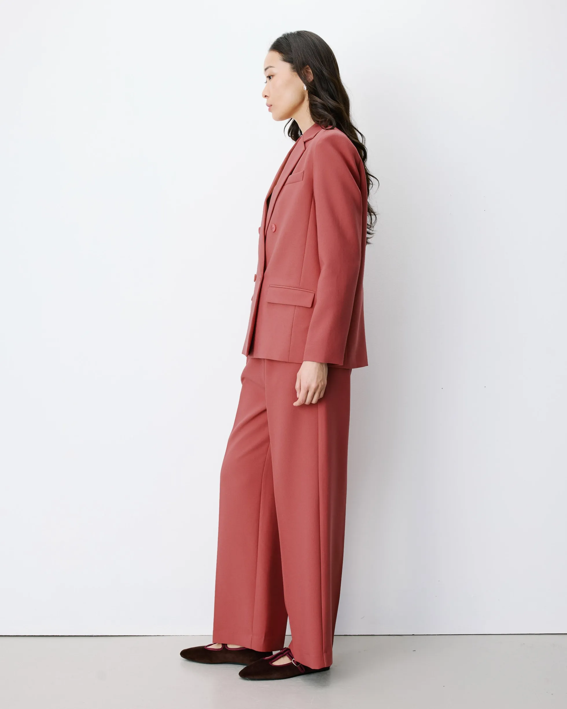 Blazer droit à boutonnage croisé blush Noix