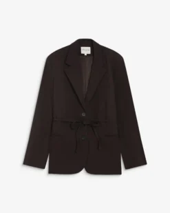 Blazer droit cintré à la taille chocolat Acario