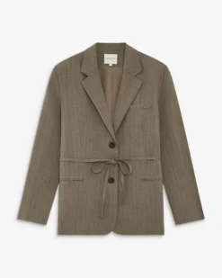 Blazer droit rayé cintré à la taille rayure Acario