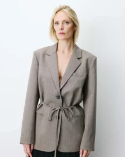 Blazer droit rayé cintré à la taille rayure Acario
