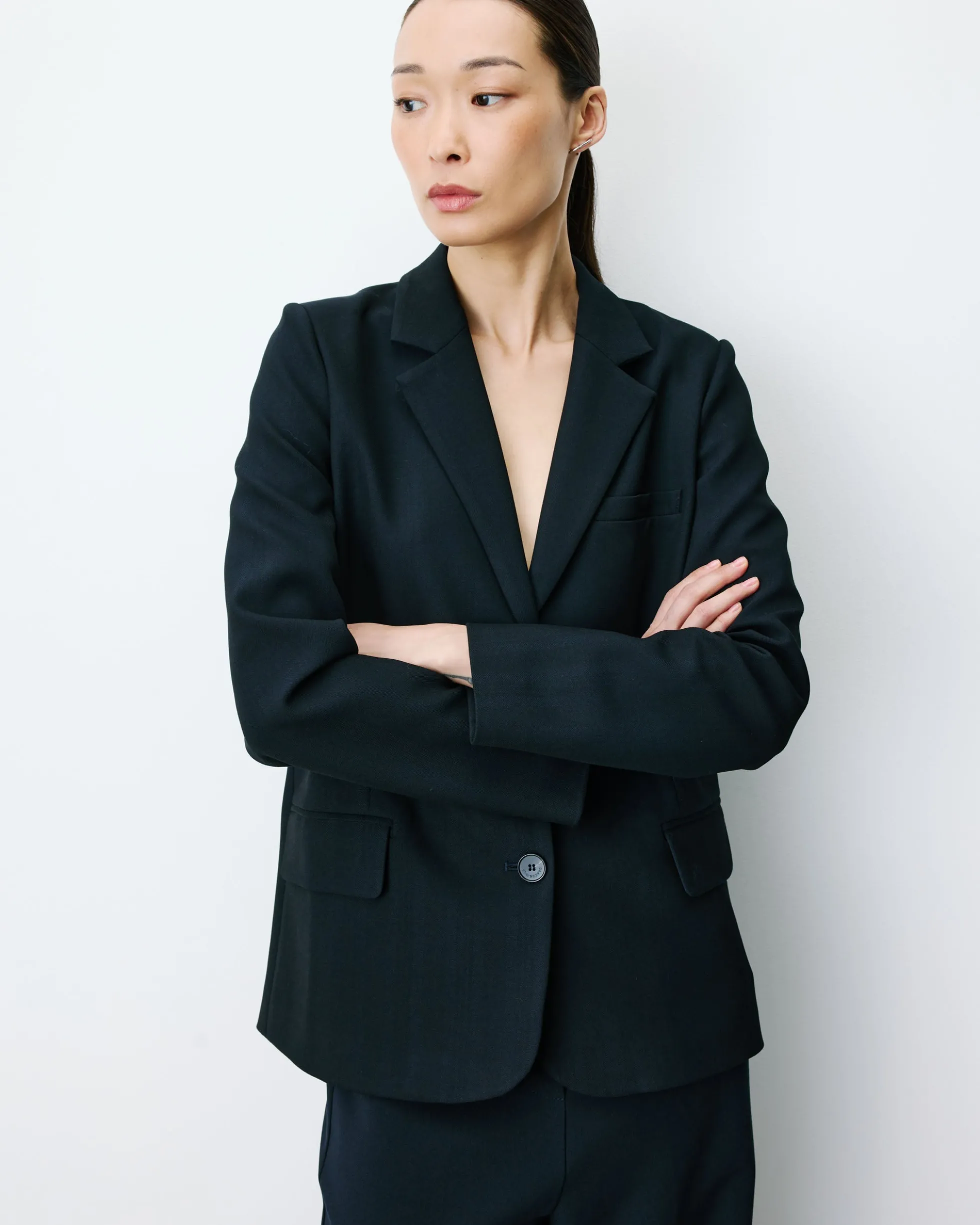 Blazer droit simple boutonnage à poches marine Alarick