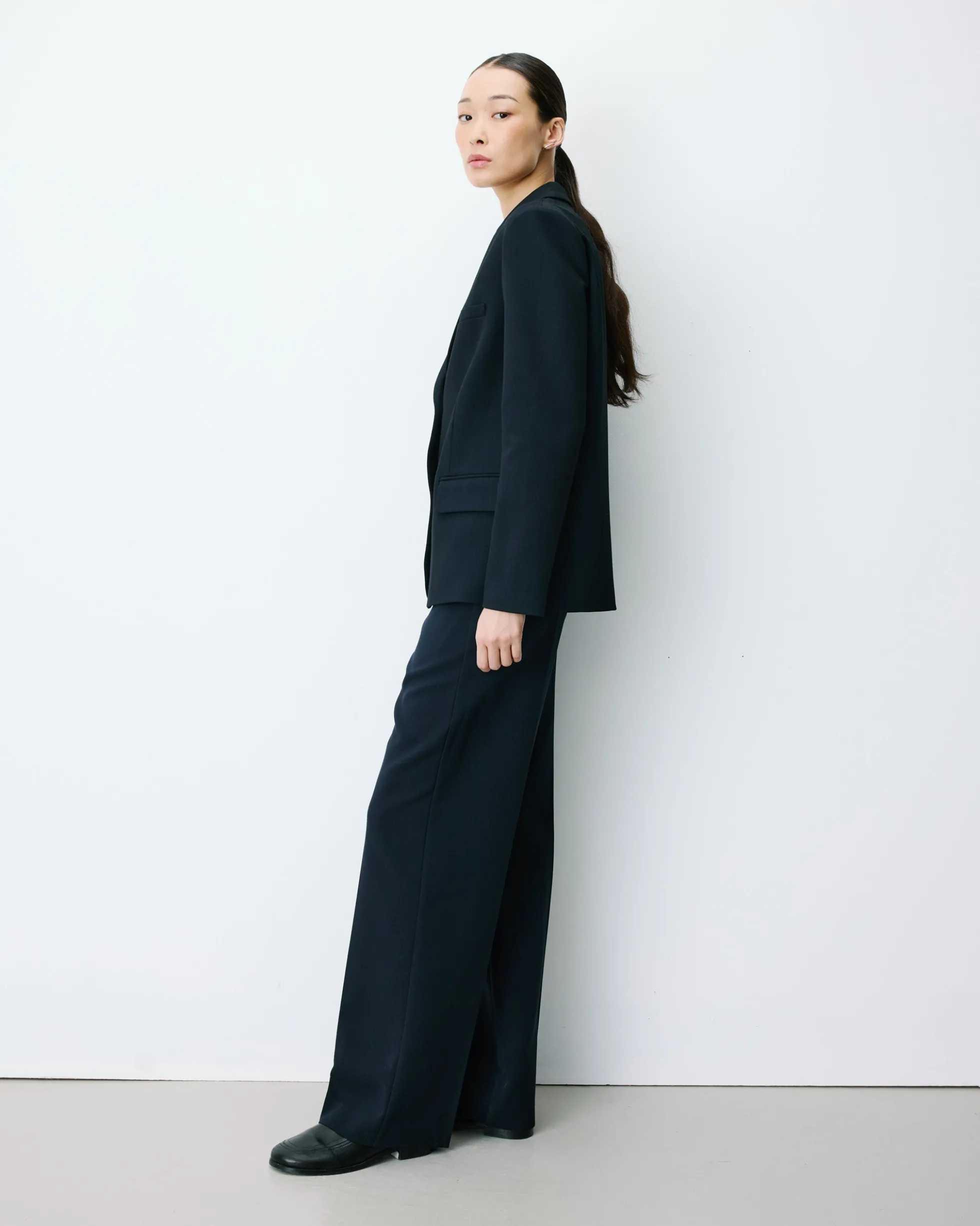 Blazer droit simple boutonnage à poches marine Alarick