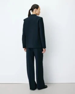 Blazer droit simple boutonnage à poches marine Alarick