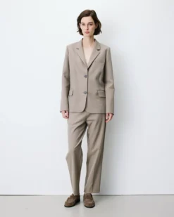 Blazer droit simple boutonnage à poches beige Alarick