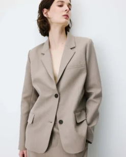 Blazer droit simple boutonnage à poches beige Alarick