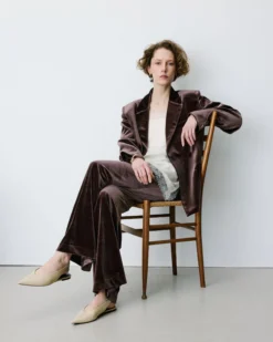 Blazer large en velours à double boutonnage chocolat Bradley