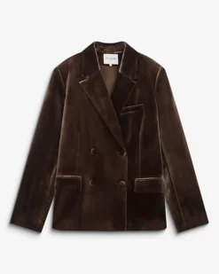 Blazer large en velours à double boutonnage chocolat Bradley