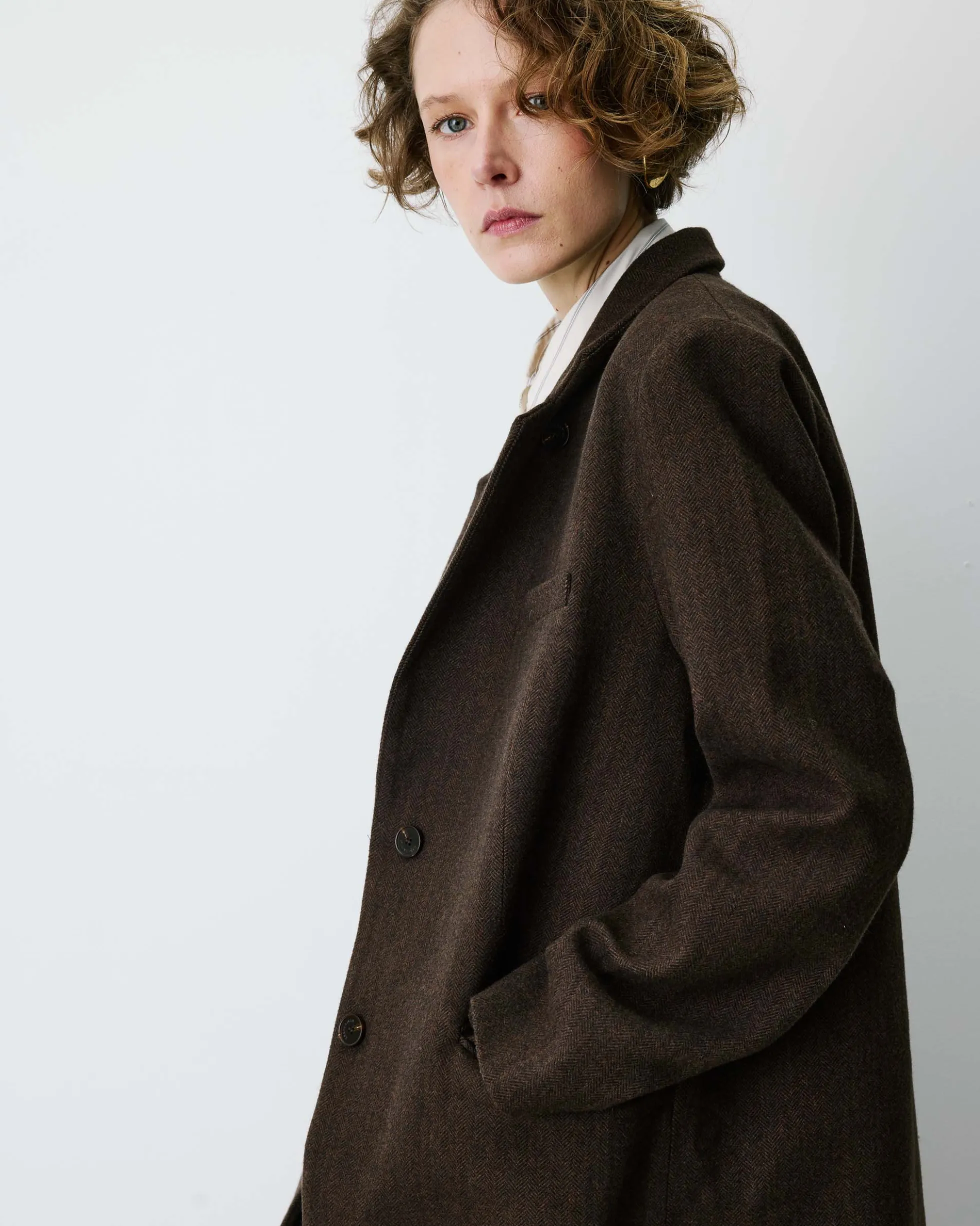 Blazer oversize structuré à boutons au dos chocolat Behati