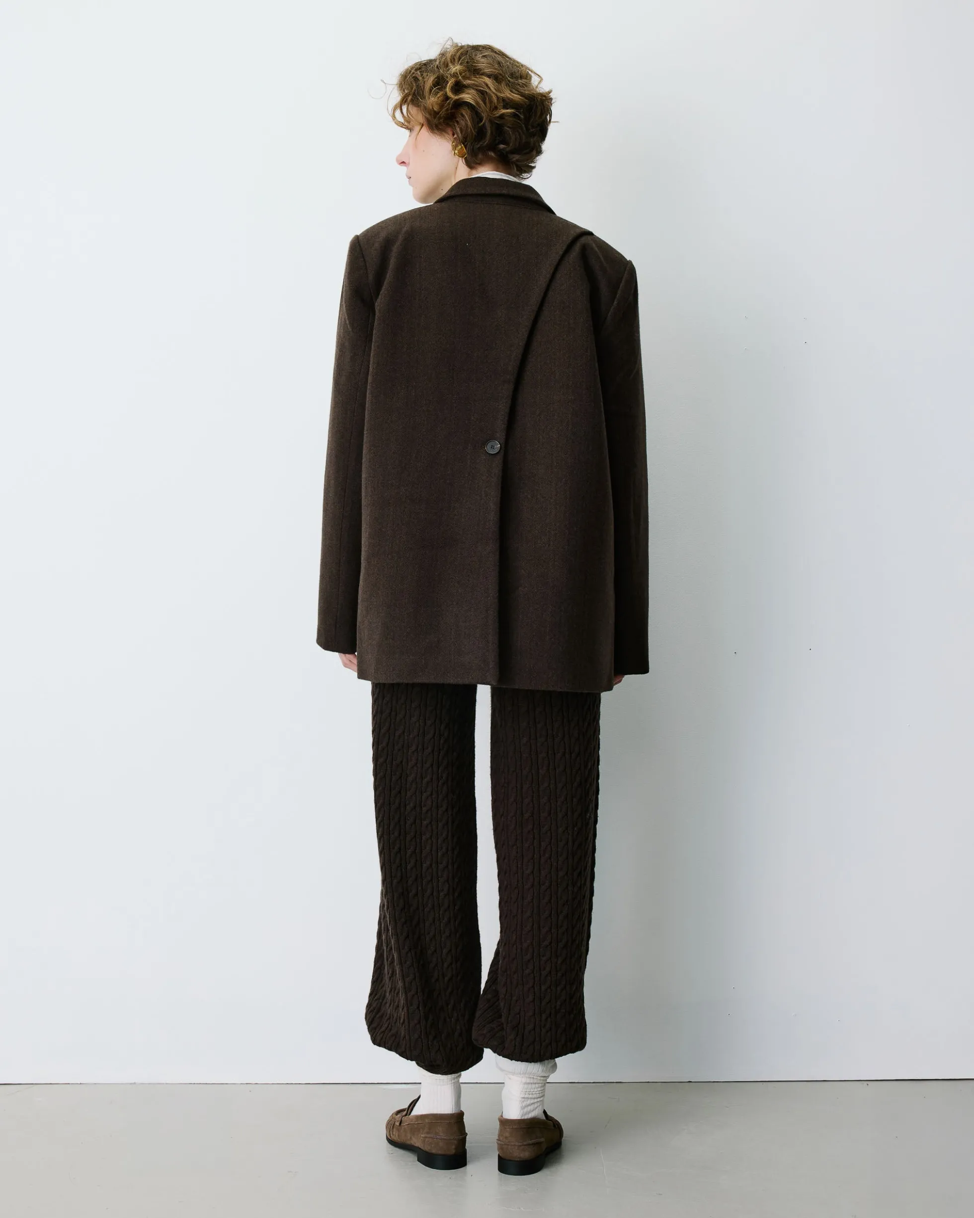 Blazer oversize structuré à boutons au dos chocolat Behati