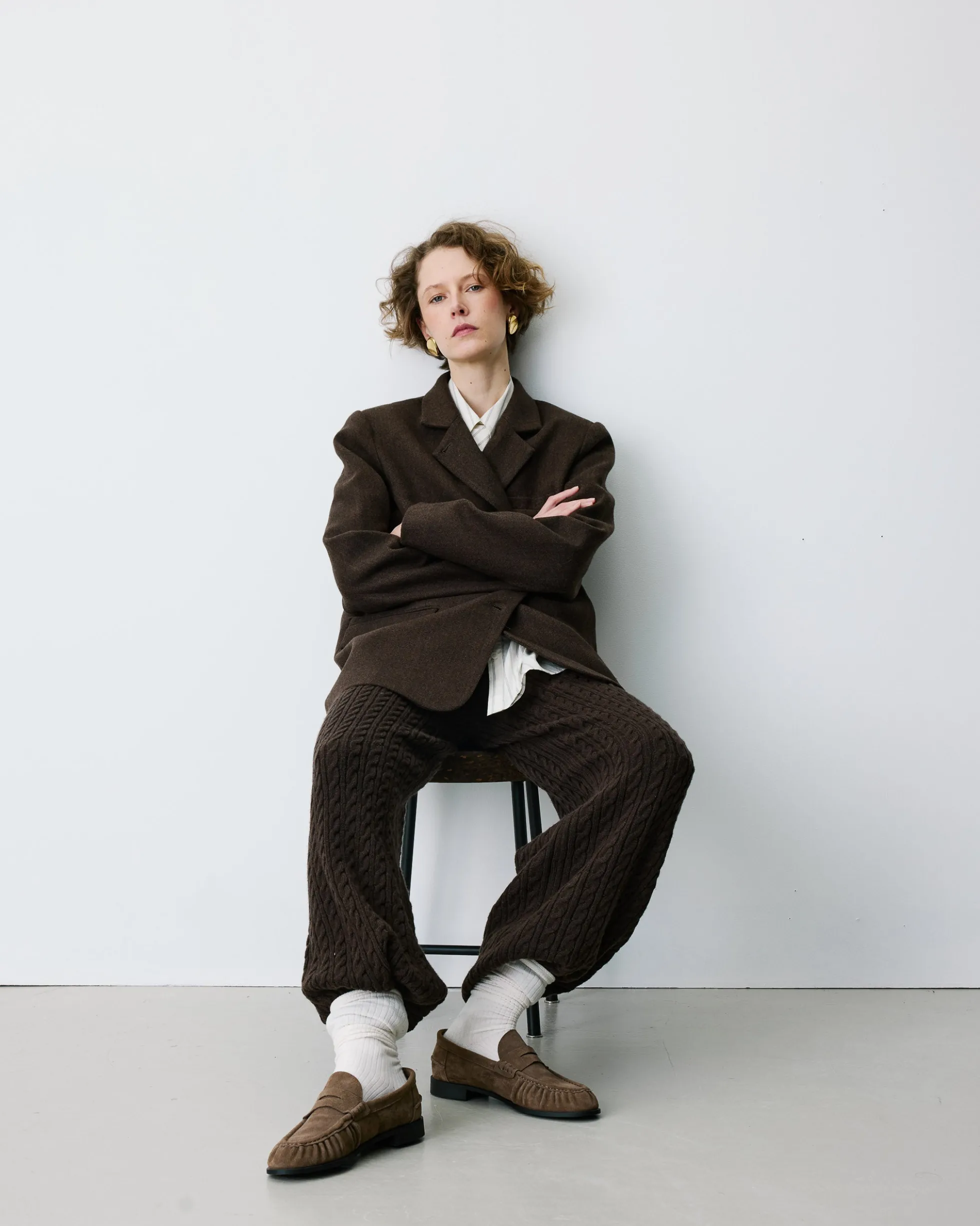 Blazer oversize structuré à boutons au dos chocolat Behati