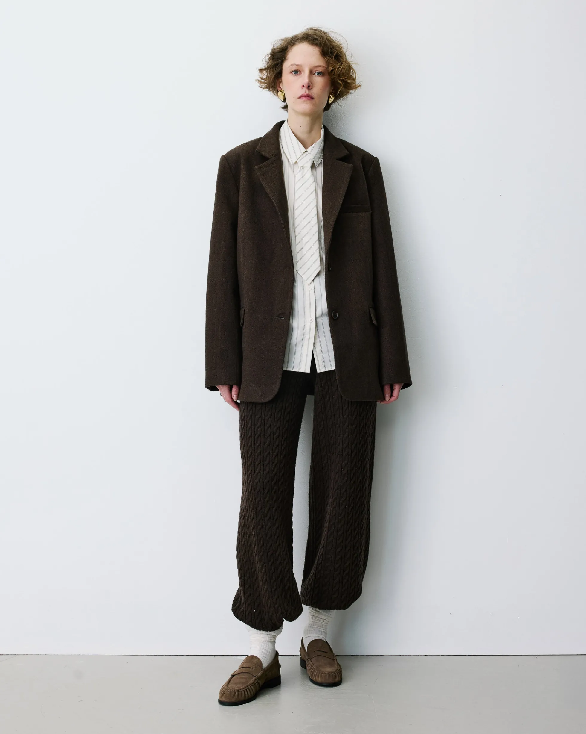 Blazer oversize structuré à boutons au dos chocolat Behati