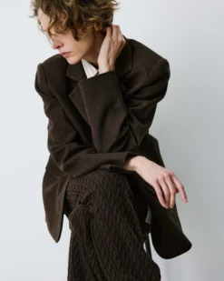 Blazer oversize structuré à boutons au dos chocolat Behati