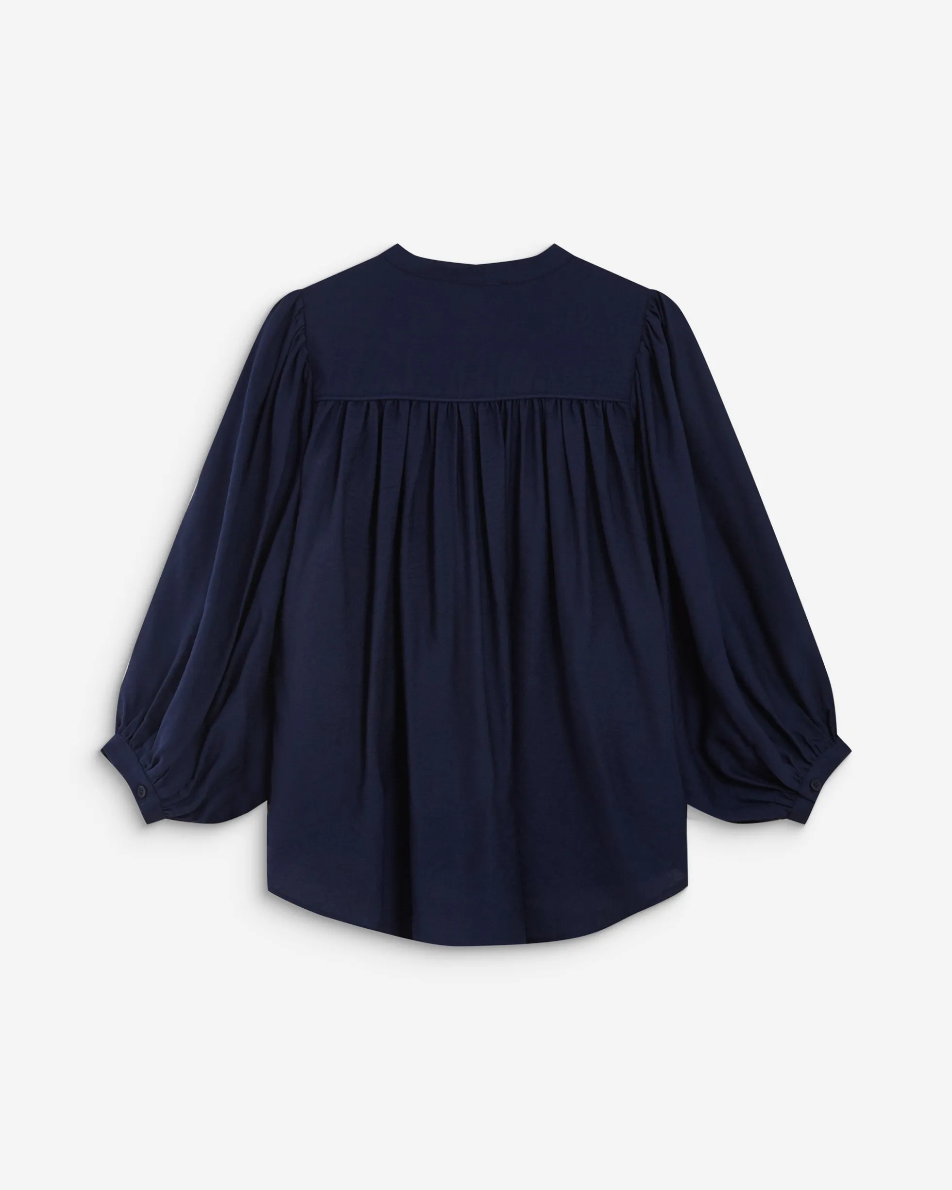 Blouse ample manches bouffantes 3/4 col V marine Auriane