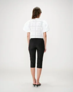 Blouse brodée à nouer manches ballon white Wylette
