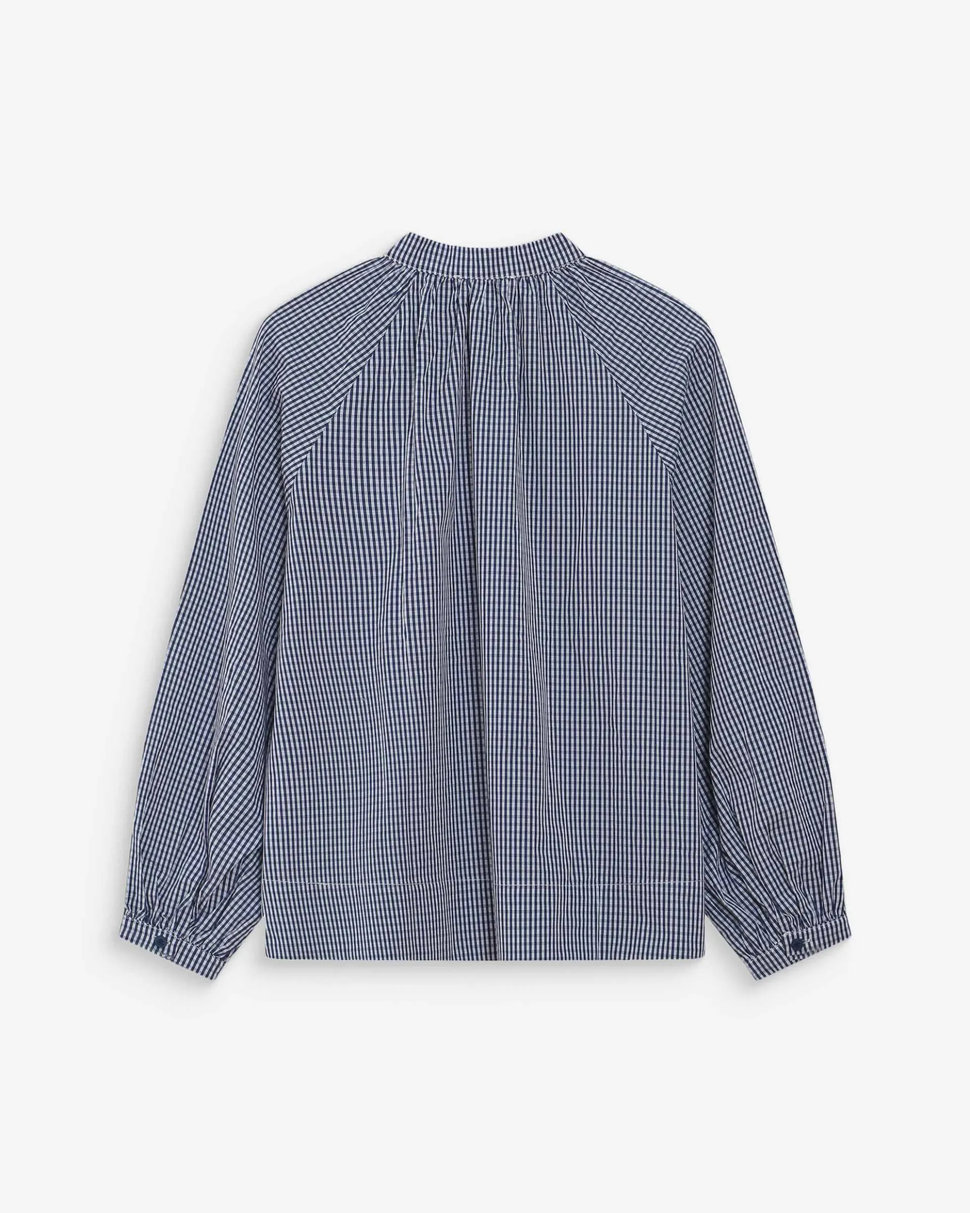 Blouse à carreaux en coton col V oversize marine Varry