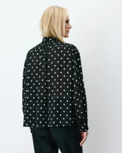 Blouse col lavallière manches longues pois Angelica