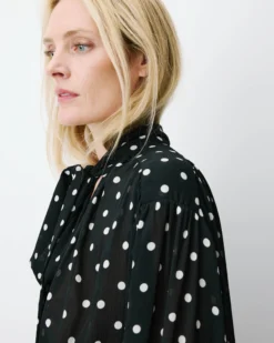 Blouse col lavallière manches longues pois Angelica