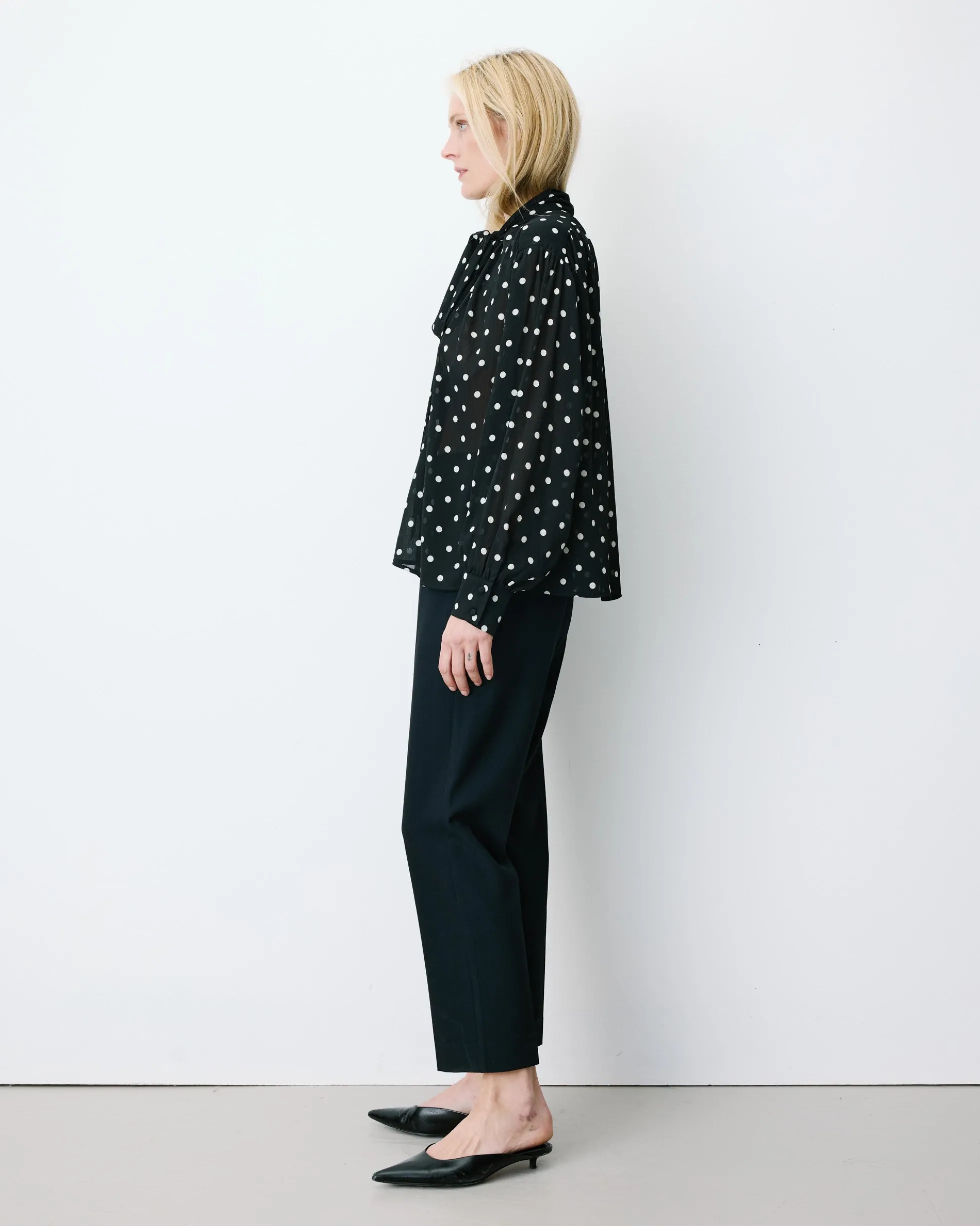 Blouse col lavallière manches longues pois Angelica