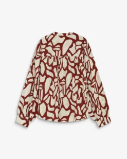 Blouse col V à imprimé géométrique terracotta Ambrine