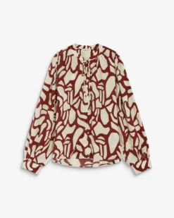 Blouse col V à imprimé géométrique terracotta Ambrine