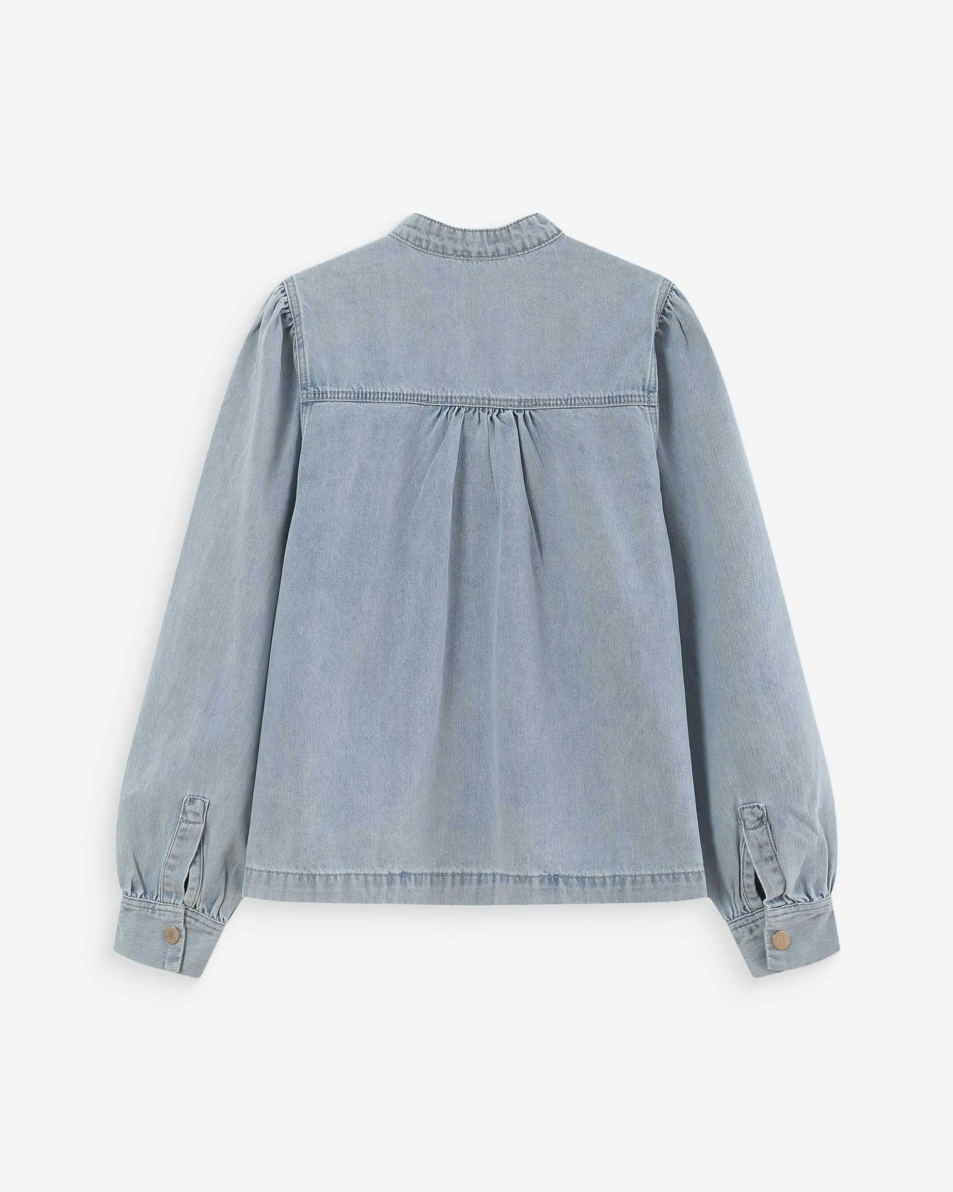 Blouse droite en denim manches longues skyblue Valory