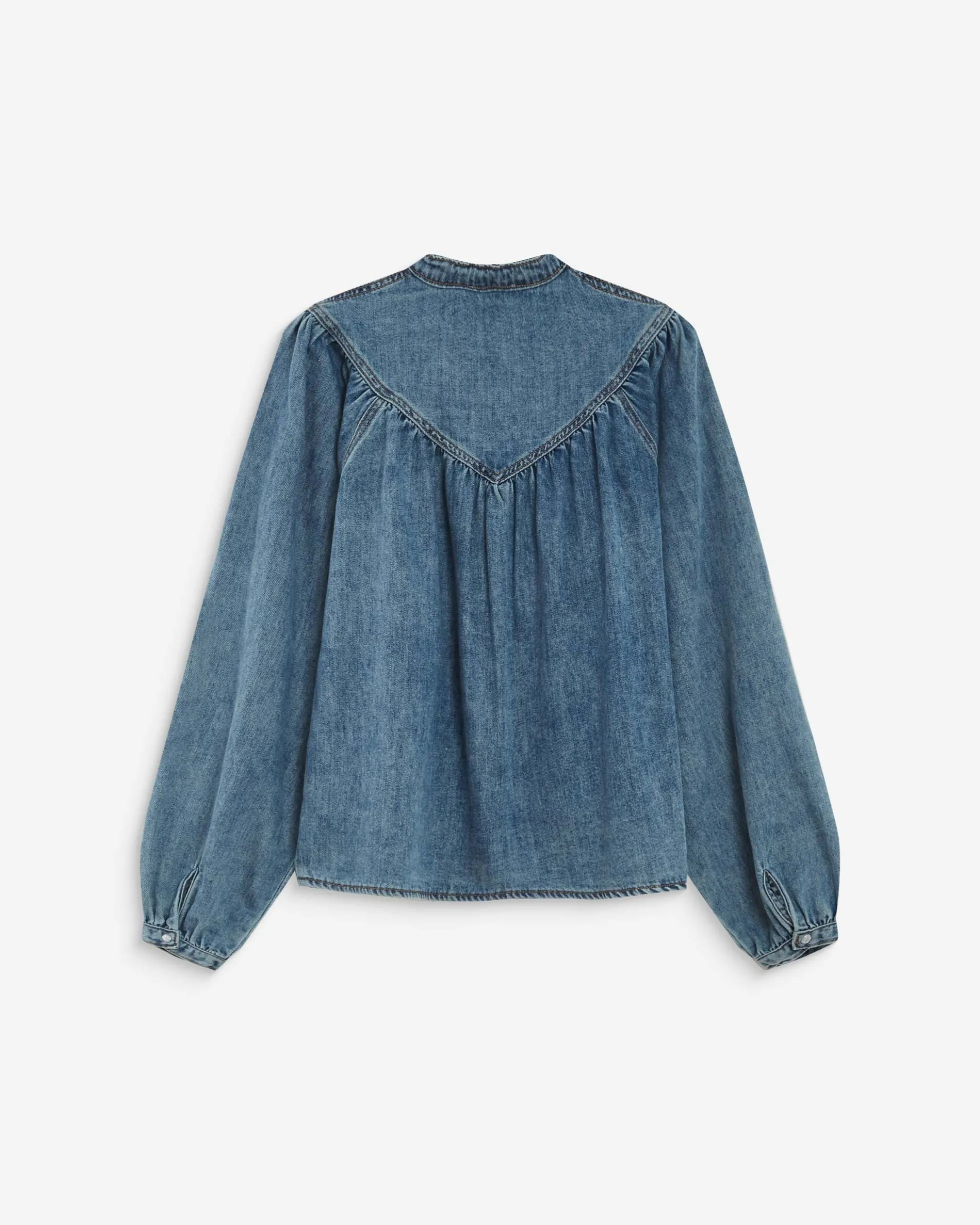 Blouse en denim évasée manches longues lightblue Anaelle