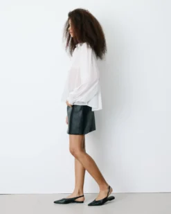 Blouse fluide transparente en mousseline lurex ecru Belinda