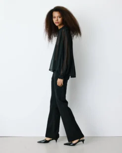 Blouse fluide transparente en mousseline lurex noir Belinda