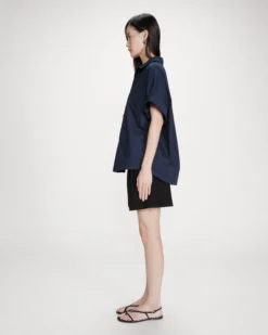 Blouse large en coton manches courtes marine Versigny