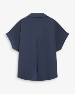 Blouse large en coton manches courtes marine Versigny