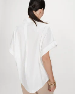 Blouse large en coton manches courtes ivoire Versigny