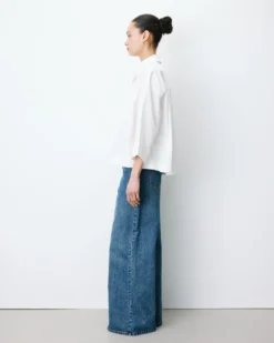 Blouse oversize manches larges en coton ivoire Ambre