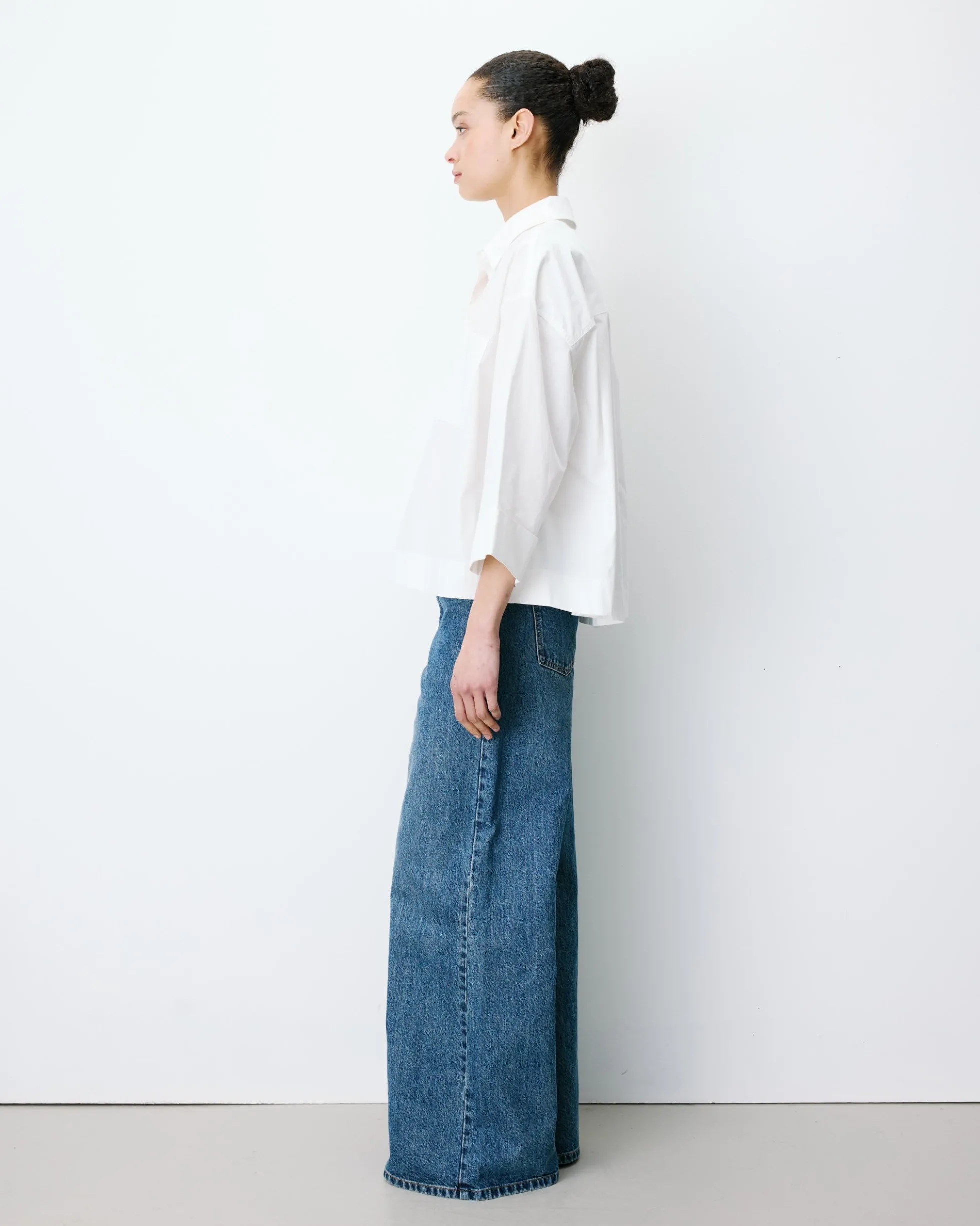 Blouse oversize manches larges en coton ivoire Ambre