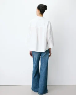Blouse oversize manches larges en coton ivoire Ambre