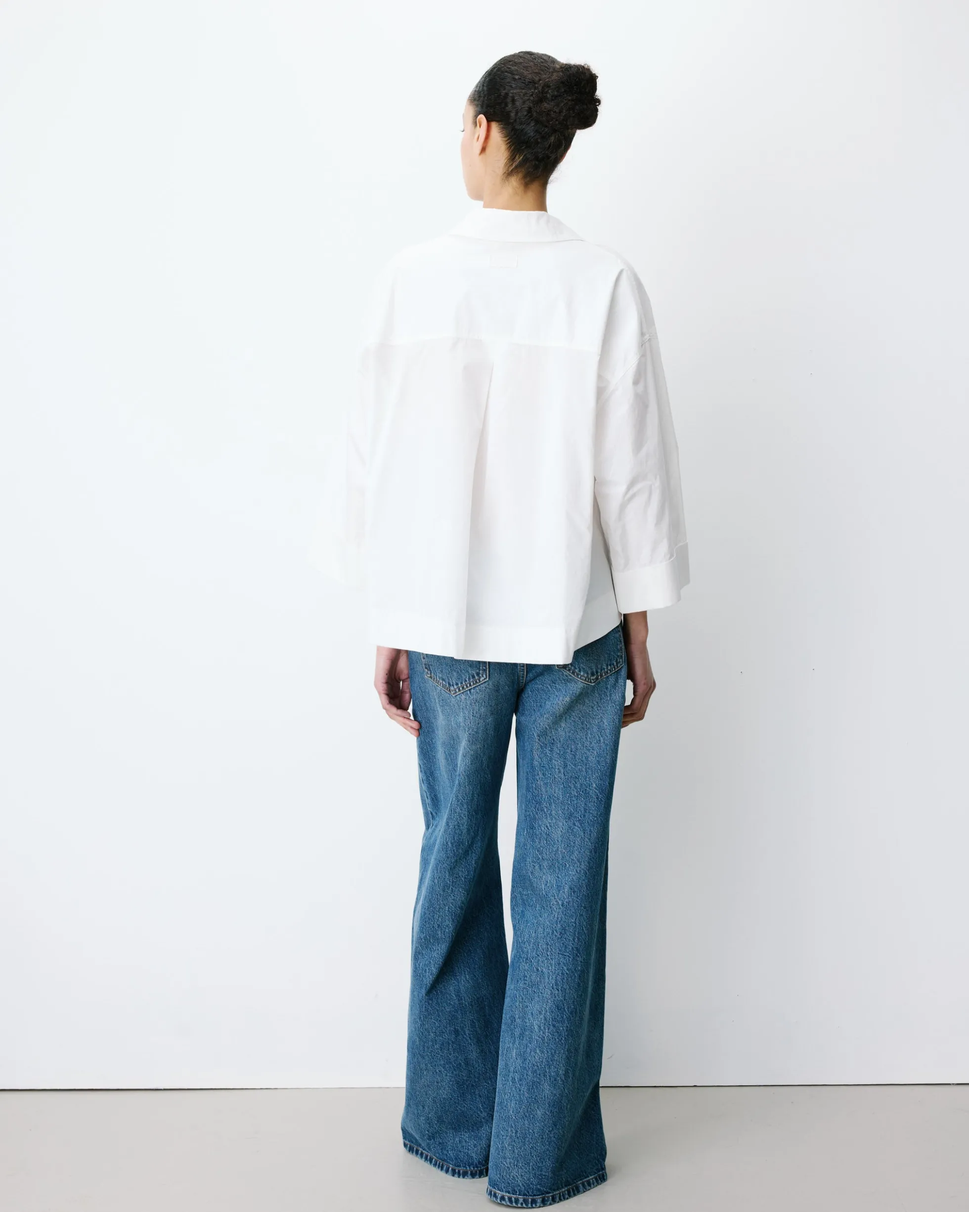Blouse oversize manches larges en coton ivoire Ambre