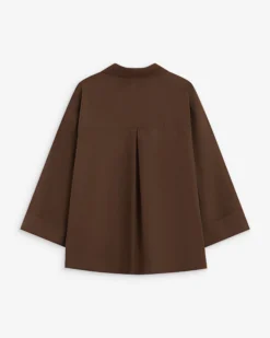 Blouse oversize manches larges en coton chocolat Ambre