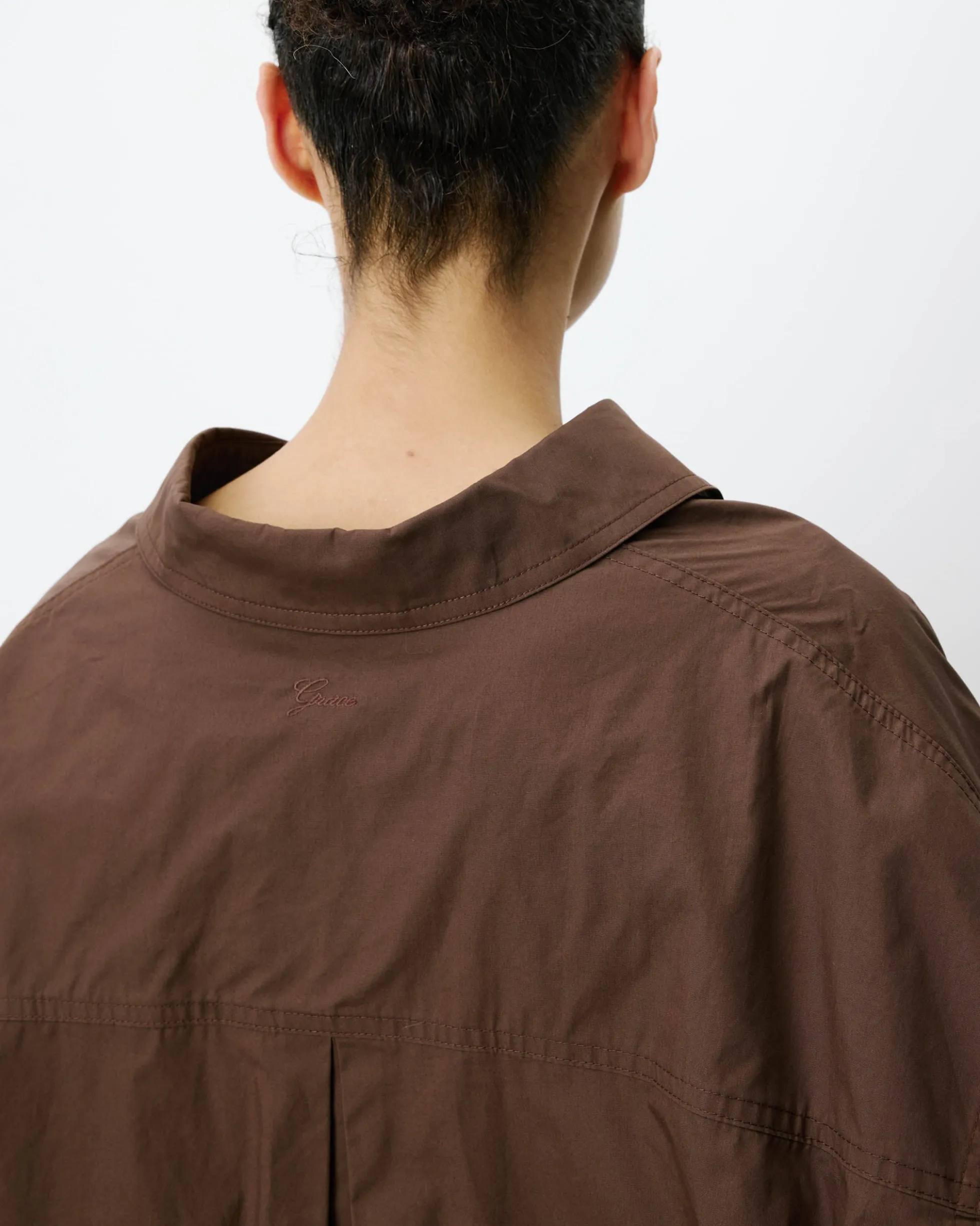 Blouse oversize manches larges en coton chocolat Ambre